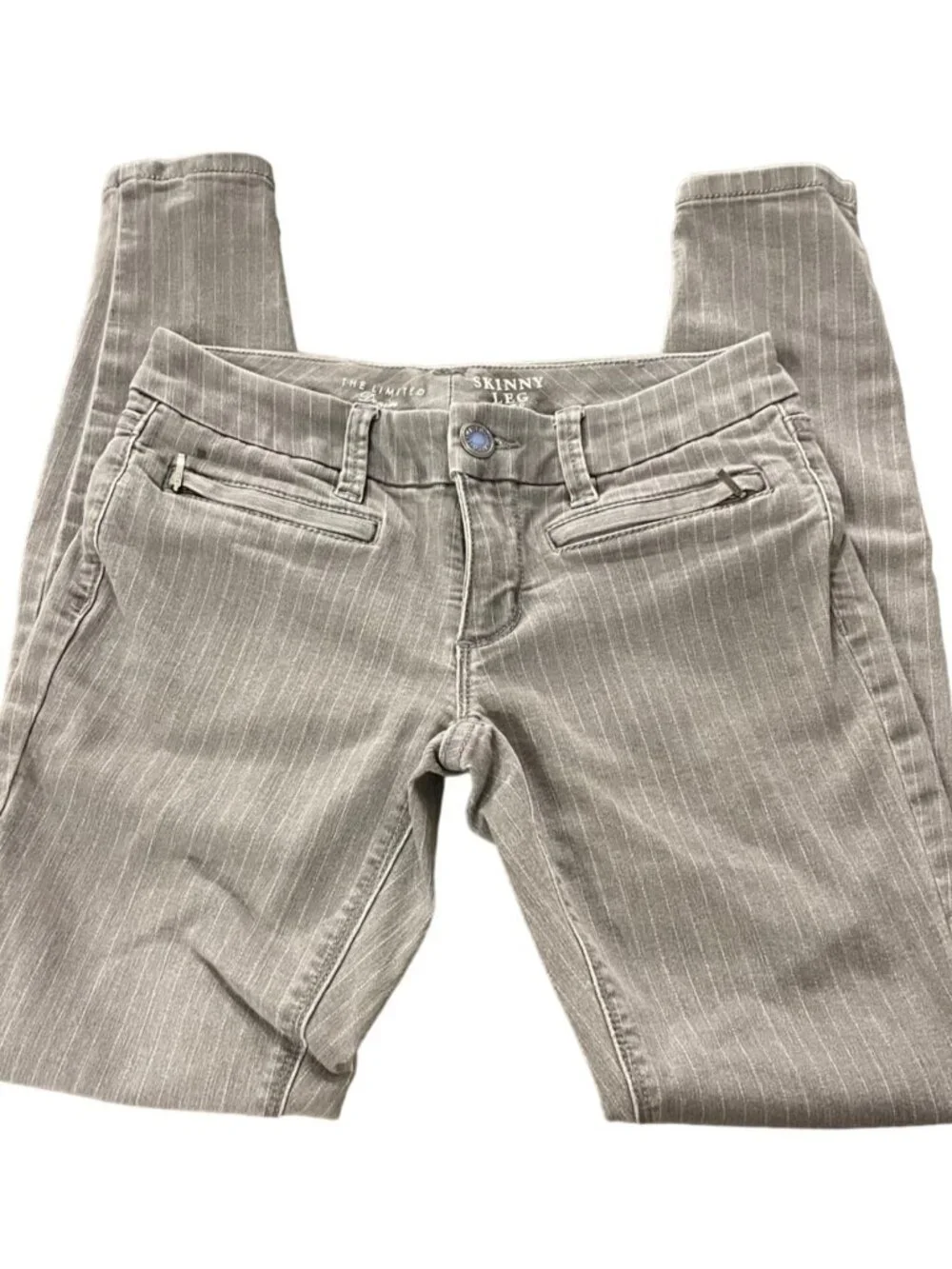 The Limited Womens Skinny Leg Pinstripe Pants Size 0 Gray